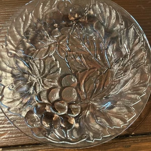 Desert/salad Plates (3) Vintage Fruit Embossed Pressed Glass Indonesia - Picture 1 of 5