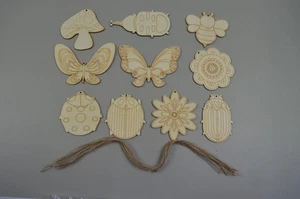 Set of 10 Wooden Insects and butterflies  Novelty 1 Hole Art Crafts (R0005B - Picture 1 of 12