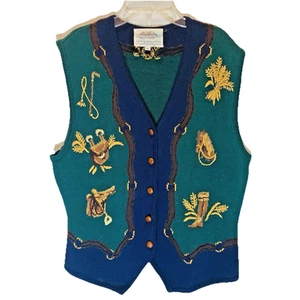 Vintage Susan Bristol Pullover Strickjacke Pferd Reitsport Western Weste SB 79 Gr. M - Bild 1 von 11
