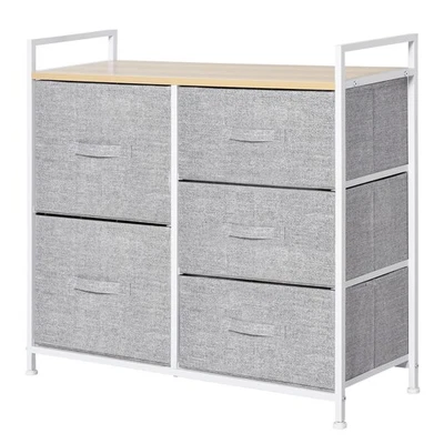 HOMCOM 5 Drawer Linen Basket Storage Unit Home Organisation w/ Shelf Handles - Image 1 of 4