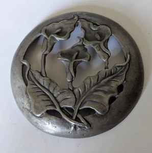 Pewter Lid only for Glass Trinket Pot Pourri Dish Floral Design - Picture 1 of 3