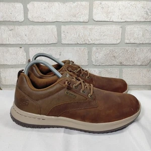 Skechers Delson Antigo Oxford Uomo 10.5 Marrone Casual Impermeabile Pelle Dadcore - Foto 1 di 9