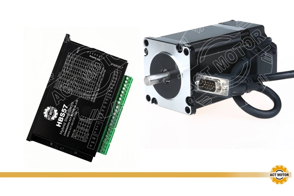 ACT MOTOR Motor paso a paso de circuito cerrado 50% Rabbat Nema 23 4A 2,1 Nm y controlador HBS57 V4.0 CNC