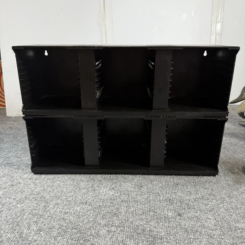(2) Vintage Case Logic 30 CD Storage Box Organizer Stack or Wall Mount Black - Image 1 of 4