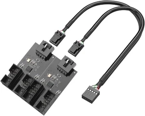 9pin internal USB 2.0 Header Splitter for pc motherboard Male 1 to 4 Female... - Afbeelding 1 van 8