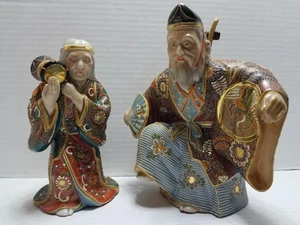 Set statuine giapponesi vintage figure in porcellana stile Satsuma / Kutani *così come sono* - Foto 1 di 24