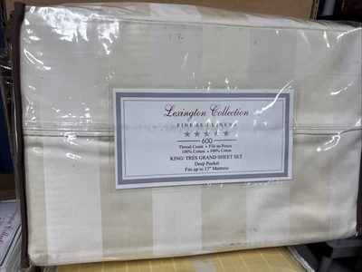 KING SHEET SET Lexington Collection 600 Thread Count 100% cotton DAMASK STRIPE - Image 1 of 4