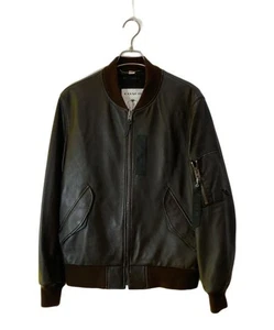 Leather MA-1 Bomber Jacket Men's Black Faux Leather Used - Picture 1 of 8