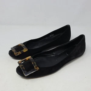 Roger Vivier Black Flats with Tortoise Accent Size 38 - Picture 1 of 8