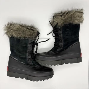 Sorel Joan Of Arctic Next Boot Size 9.5 Black Suede Fur Trim - Picture 1 of 8