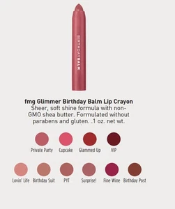 Bálsamo de cumpleaños con brillo Avon fmg lápiz labial - fiesta privada - tamaño completo 0,1 OZ NUEVO EN CAJA - Imagen 1 de 1