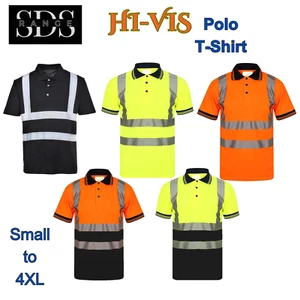 Hi Vis Viz Workwear Polo T-Shirt | High Visibility Short Sleeve Reflective S-4XL - Picture 1 of 19