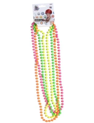 Damas Años 80 Cuello Cuentas Paquete de 4 Collar de Neón Elegante Vestido de Smiffys Nuevo Foto 1 de 4