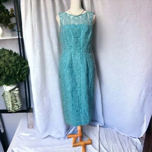 NWT Maggy London Scuba Blue Sheer Dress Size 6 - Picture 1 of 9