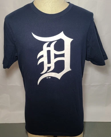 '47 Brand Detroit Tigers Blue T-Shirt with White English D ~ Size Large ~ Used Cover