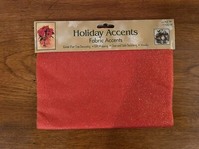 Holiday Accents Red Sparkle Glitter Semi Sheer Fabric-9"x2.5 yds- NIP - Image 1 of 2