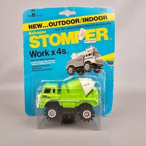 Vintage 80's SCHAPER STOMPER 4X4 Green Redi-Mix Cement Truck w/ Orig. Packaging - Picture 1 of 8
