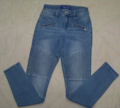 Pantalones de mezclilla ajustados para mujer con tinta de zafiro elásticos moto - talla Jrs.  1 Foto 1 de 4