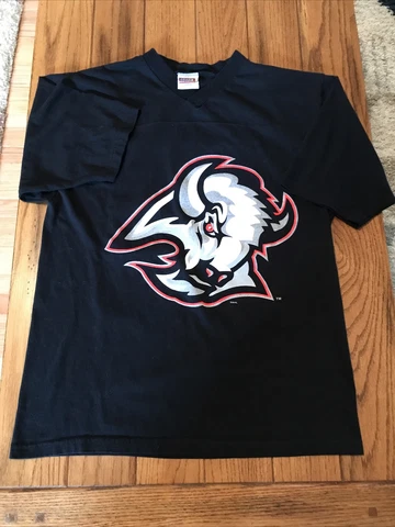 Vintage Rare Buffalo Sabres NHL Miroslav Satan Sport Attack Size Large T shirt Cover