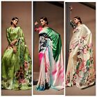 Bridesmaids Saree, Exclusive Satin Crape Silk Saree Bollywood digital Print Sari