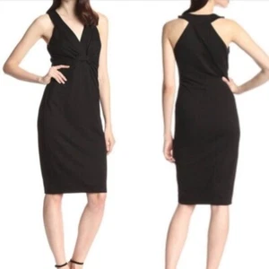 Bailey 44 Black Draped Front V-Neck Dress Size S - Picture 1 of 6