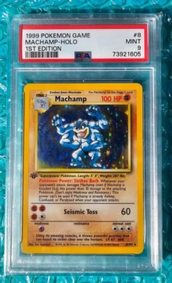 1999 Pokemon Base Set 1st Edition Machamp 8/102 HOLO PSA-9 - Image 1 of 3