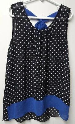 Speechless Girls Black White Polka Dot Sleeveless Sheer Shirt Size Large 10/12 - Image 1 of 3