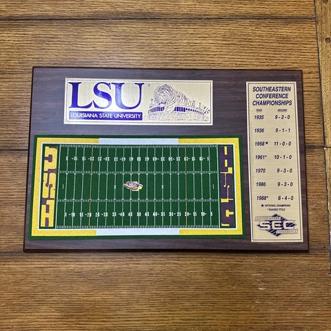 LSU SEC Football Championship Vintage Turf Plaque 1935-1988 Free Shipping Cover