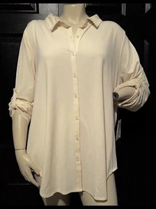NWT 3XL LuLaRoe CREAM Long Sleeved VALENTINA Top IVORY 26 28 WARDROBE STAPLE! - Picture 1 of 5