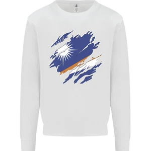 Torn Marshall Islands Flag Day Football Kids Sweatshirt Jumper - Picture 1 of 10