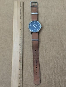 Timex Weekender Watch TW2P97800 Brown Genuine Leather Blue Dial Indiglo Working  - Picture 1 of 16