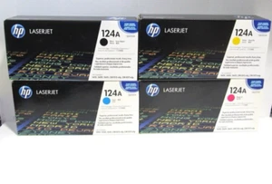 Genuine New Set Of 4 HP 124A Toner SET CMYK Q6000A Q6001A Q6002A Q6003A Sealed - Picture 1 of 3