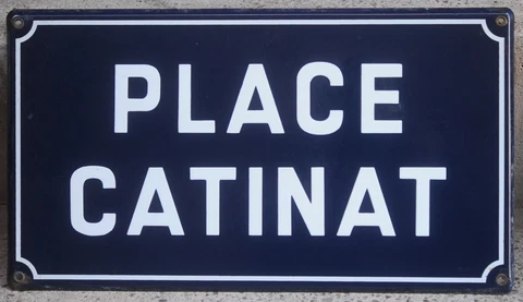 Old French enamel street sign road plaque plate place Catinat Marshal of France Cover