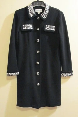 Vestido midi JENNIFER JEFFRIES talla 8 Negro y blanco con cuello y botones VINTAGE Foto 1 de 4