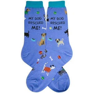 Calcetines para mujer My Rescue Dog talla 9-11 azules tráfico peatonal novedad moda - Imagen 1 de 1