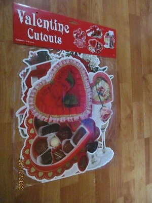 Paquete de cuatro recortes troquelados corazón de San Valentín 2005 Beistle decoración de 16" nuevo de stock Foto 1 de 4