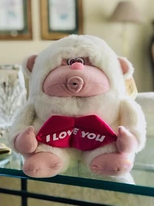 Rare White NWT 1997 “I LOVE YOU WHISTLE MONKEY” Plush Toy | Valentine’s Day Gift - Picture 1 of 8
