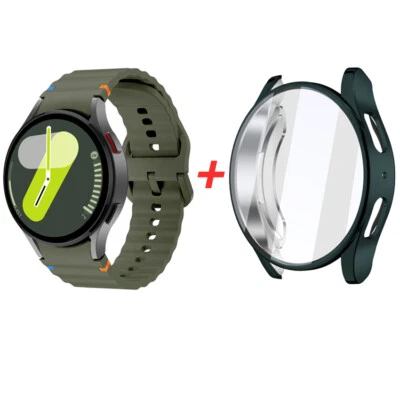 Correa de reloj de silicona + funda + cubierta de vidrio para Samsung Galaxy Watch 7 40/44 mm