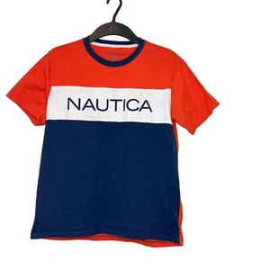 Nautica Boys Tshirt Large Short Sleeve Orange Blue Graphic size L 14-16 - Picture 1 of 8