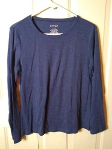NUEVO SIN ETIQUETAS St John's Bay Mujer Azul Cuello Redondo Blusa Talla M - Imagen 1 de 2
