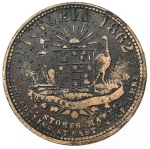 AUSTRALIA 1 Penny Token 1862 Fine 'DAVEY, James, & Co. Sale. Victoria.' Rare - Picture 1 of 2