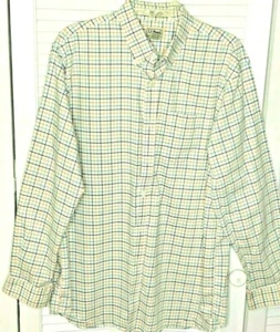 men's L.L. Bean Multi Check Long Sleeve sport Shirt Large woven Cotton yellow - Picture 1 of 7