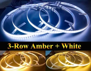 Triple Row Amber White Dual Color Shifting 17.5" LED Wheel Lights w Turn Signals - Picture 1 of 12