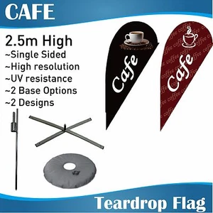 2.5m Outdoor CAFE Flag Teardrop Banner Teardrop Flags with Base - Picture 1 of 5