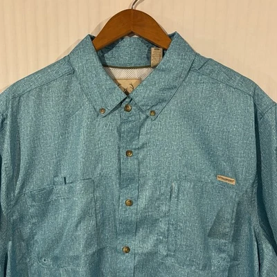 Tallwoods Men's Button Down Shirt Short Sleeve Size XXL Green Vented C-10 - Image 1 of 4