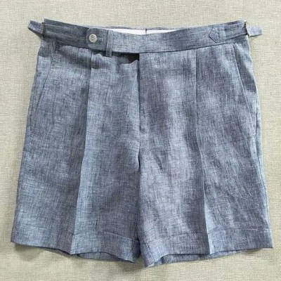 Pantalones Cortos Gurkha de Verano para Hombre Cintura Ajustable Pantalones Cortos Ajustados Lino 07164 Foto 1 de 4
