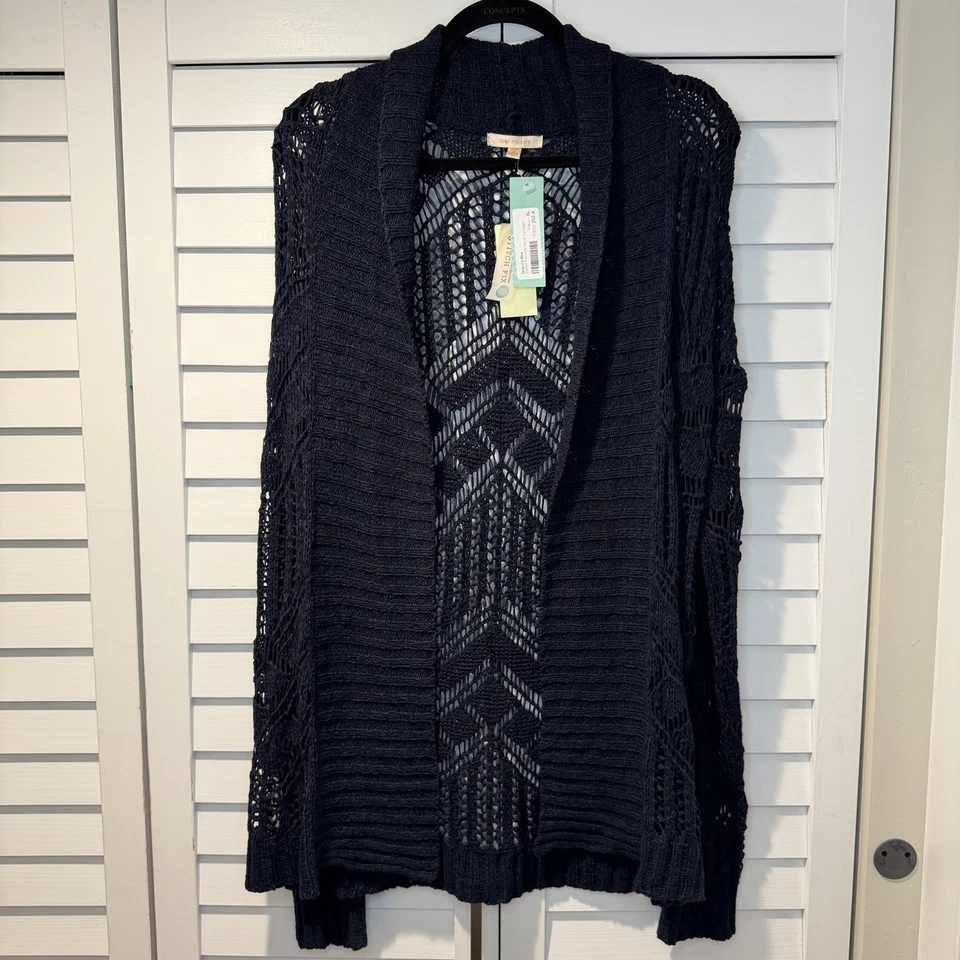 Кардиган вязаный открытый Skies Are Blue Mallori Pointelle размер XL легкий многослойный - Изображение 1 из 4
