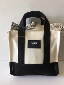 WOMEN'S VANS ANTIQUE WHITE/BLACK LIL PERGS CANVAS TOTE/CROSSBODY BAG NWT - Picture 1 of 12