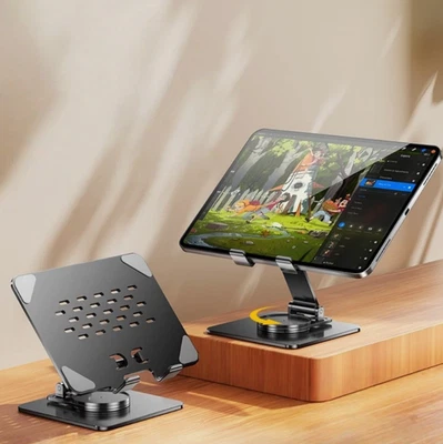 Soporte plegable de aluminio con rotación de 360 ° para tableta soporte para teléfono de escritorio para iPad iPhone Foto 1 de 2