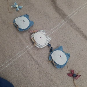 Ghirlanda gatto tessuto 40" vintage su spago, arredamento country, casale, cottagecore - Foto 1 di 7